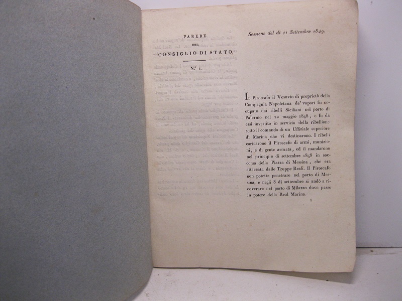 Parere del Consiglio di Stato n.1 (-6). 11 settembre 1849.