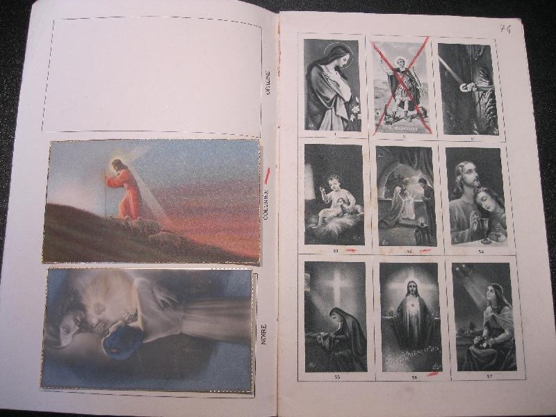 Imagerie religieuse, serie photo S.E.B. Noire, coloriée et opaline