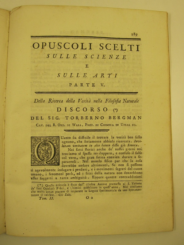 Della ricerca della verità nella filosofia naturale. Discorso