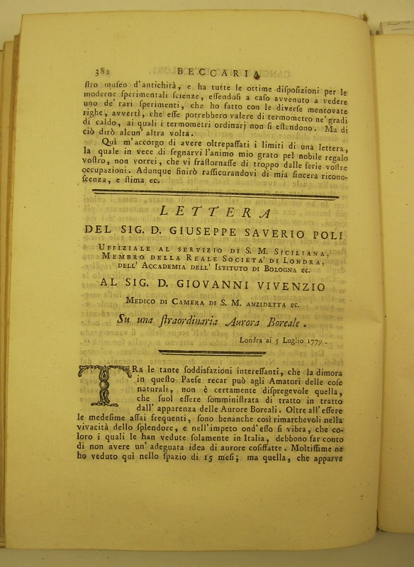 Lettera del sig. Giuseppe Saverio Poli al sig. D. Giovanni Vivenzio... su una straordinaria aurora boreale