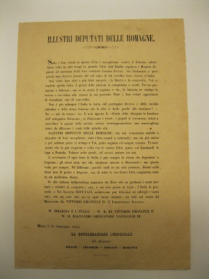 Illustri deputati delle Romagne. Siate i benvenuti in questa città ...