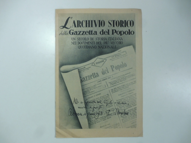 L archivio storico della Gazzetta del Popolo. Un secolo di storia italiana nei documenti del pi vecchio quotidiano nazionale