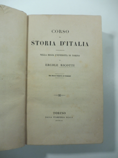 Corso di Storia d'Italia professato nella Regia Università