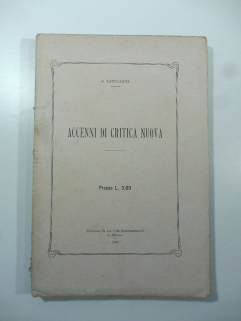 Accenni di critica nuova