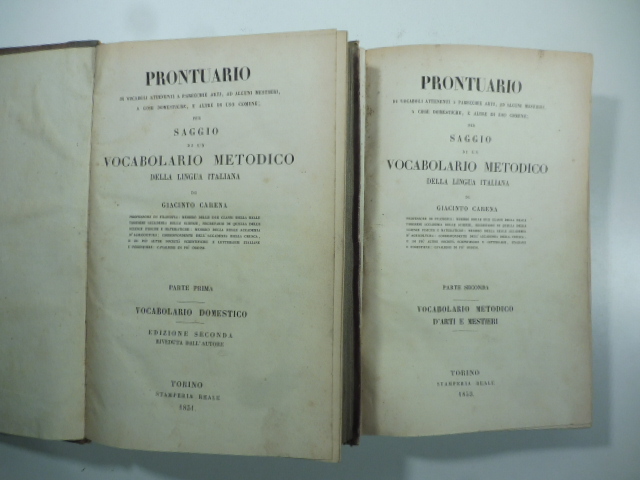 Prontuario dei vocaboli attenenti a parecchie arti ed alcuni mestieri, a cose domestiche...
