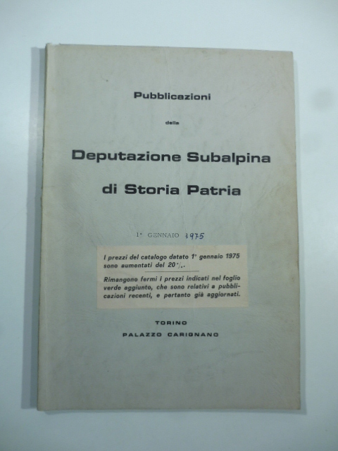 Pubblicazioni della Deputazione Subalpina di Storia Patria - 1975