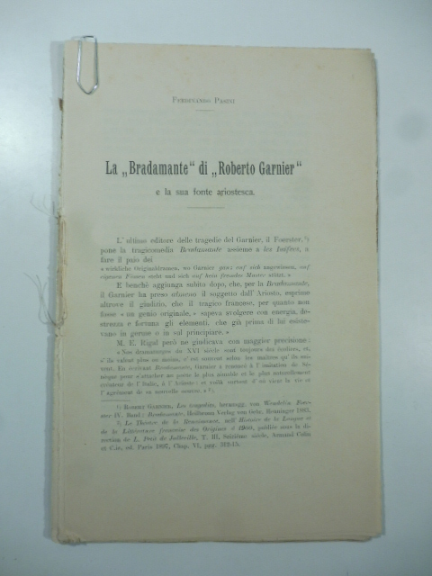 La Bradamante di Roberto Garnier e la sua fonte ariostesca