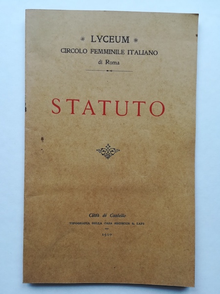 Lyceum. Circolo femminile italiano di Roma. Statuto