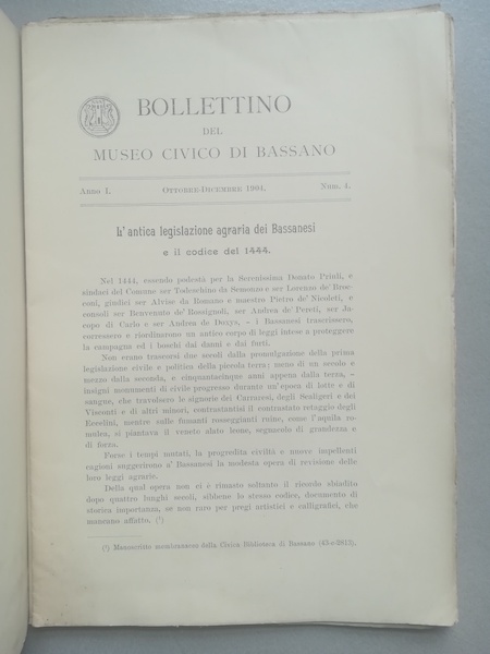 Bollettino del Museo civico di Bassano, anno I, num. 4