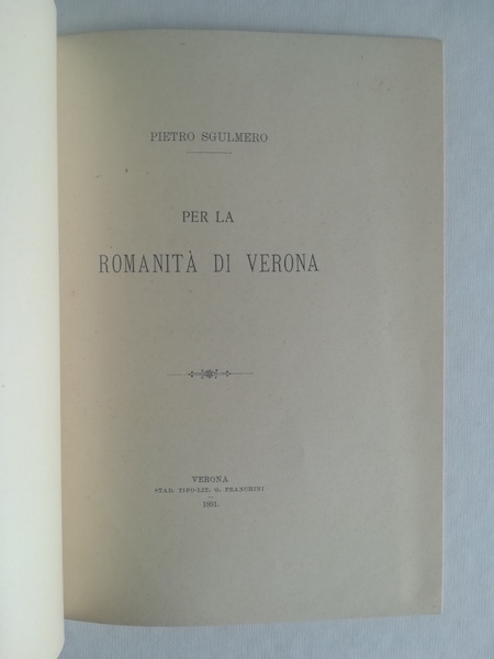 Per la romanità di Verona