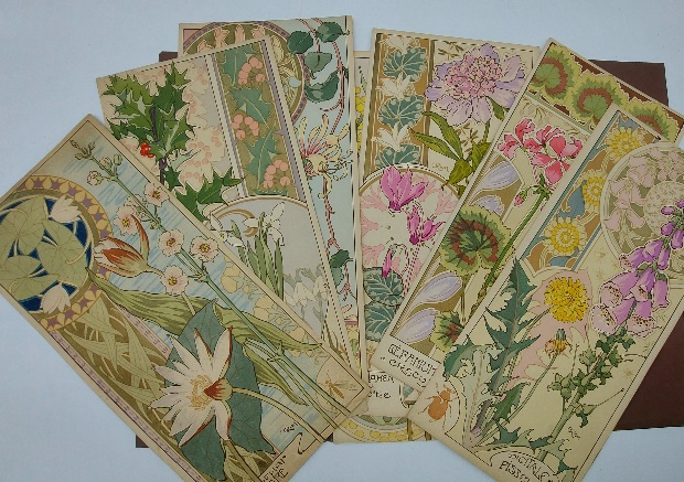Etudes de fleurs reproduites a l'aquarelle d'apres le compositions de G. Riom. Deuxieme serie